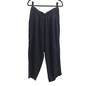 FLAX Navy Blue Pullon Wide Legged Boho Pants